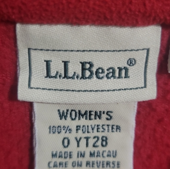 LL Bean Libean Red Fleece Quartier Zip Sweater size Regular Medium - Picture 7 of 10